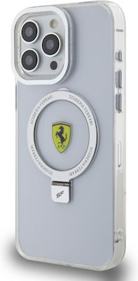 Ferrari Umschlag Rückseite Kunststoff / Metallisch Silber (iPhone 15 Pro Max)