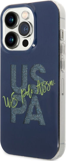 U.S. Polo Assn. Hard Case Iml Glitter Script Back Cover Plastic / Silicone Navy Blue (iPhone 15 Pro)