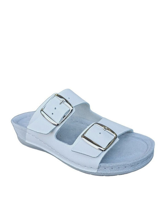 Sunny Sandals Leather Women's Flat Sandals in White Color