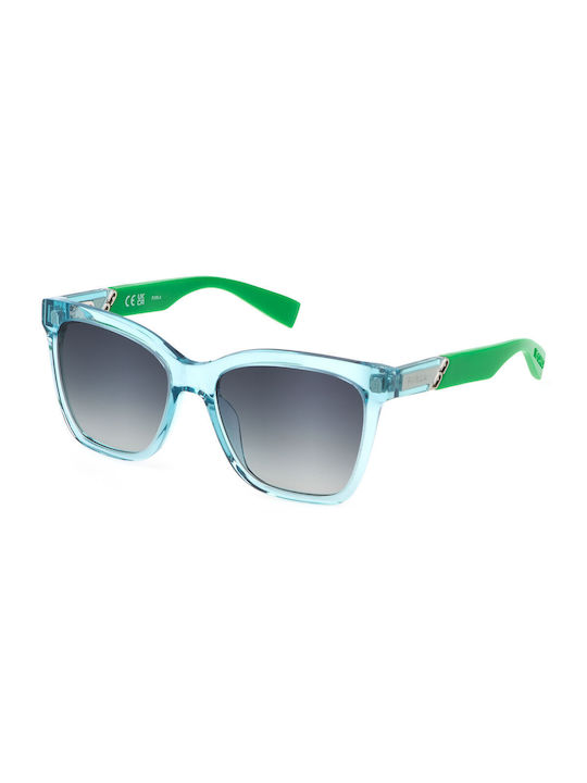 Furla Women's Sunglasses with Green Plastic Frame and Gray Gradient Lens SFU688 C71B