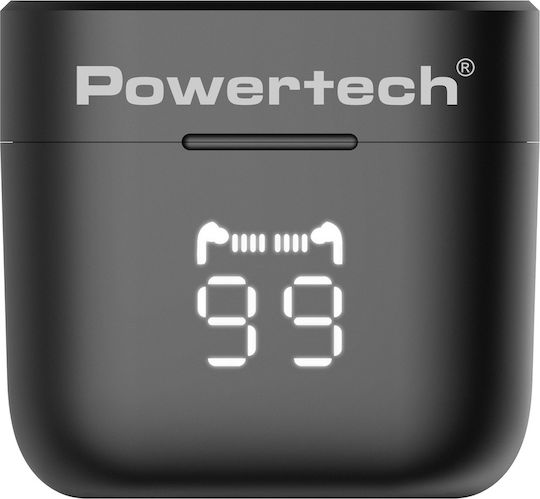 Powertech PT-1227 In-ear Bluetooth Handsfree Ακουστικά με Αντοχή στον Ιδρώτα και Θήκη Φόρτισης Μαύρα