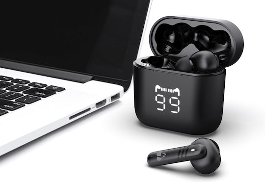 Powertech PT-1227 In-ear Bluetooth Handsfree Ακουστικά με Αντοχή στον Ιδρώτα και Θήκη Φόρτισης Μαύρα