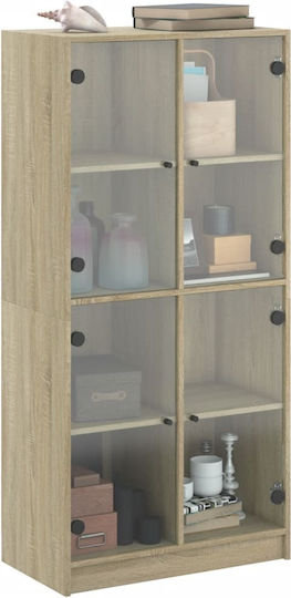 Wohnzimmer Vitrine aus Spanplatte mit Verglasung Braune 68x37x142cm