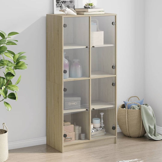 Wohnzimmer Vitrine aus Spanplatte mit Verglasung Braune 68x37x142cm