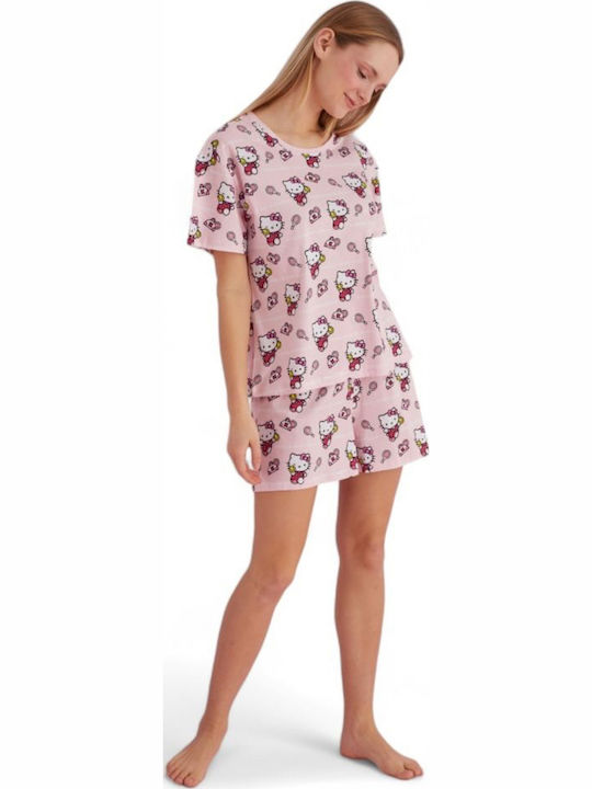 Siyah Inci Summer Women's Pyjama Set Pink