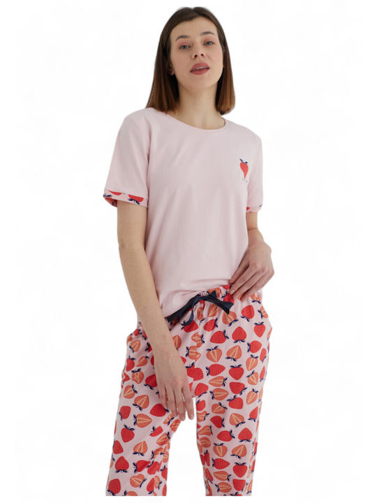 Summer Women's Pyjama Set Cotton Pink