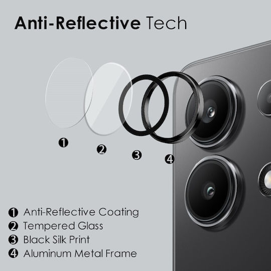 Northjo Προστασία Κάμερας Tempered Glass Μαύρο για το Redmi Note 13 4G