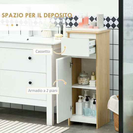 Kleankin Bathroom Cabinet L32.6xW30xH90cm White