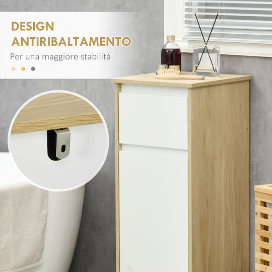 Kleankin Bathroom Cabinet L32.6xW30xH90cm White