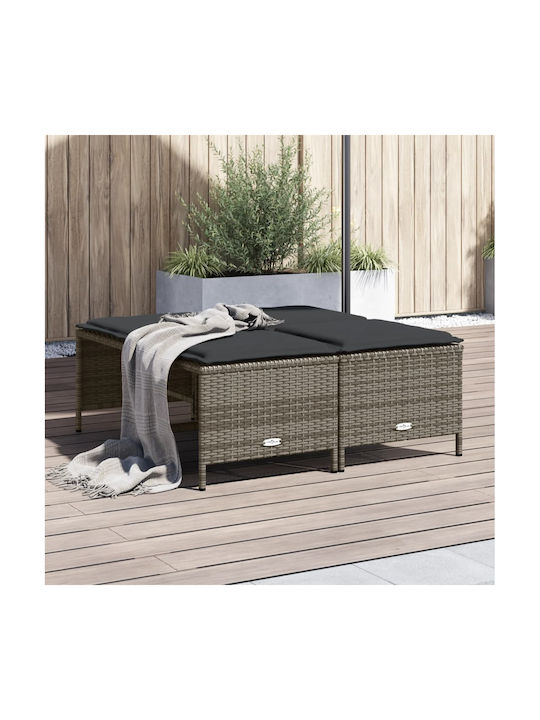 Băncuțe De Grădină Cub Pentru Exterior Rattan Cu Pernă Gri 4 Buc 50x48x36.5cm
