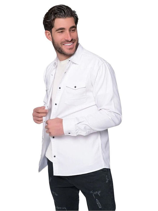 Ben Tailor Pure Men's Shirt Long Sleeve Denim White