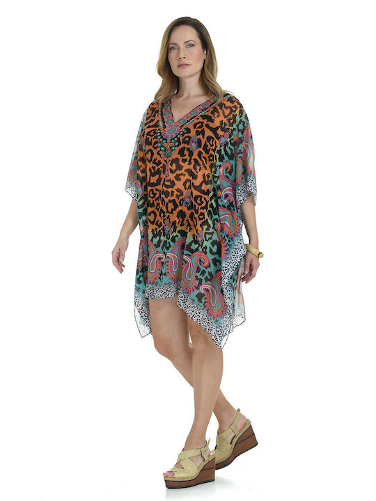 MiandMi Damen Kaftan Strand Embrime Leopard