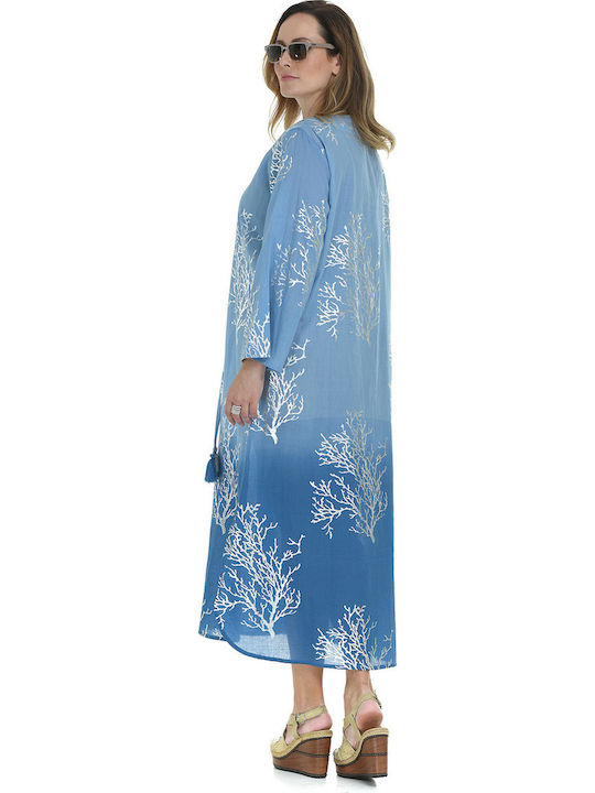 MiandMi Women's Maxi Caftan Beachwear Blue