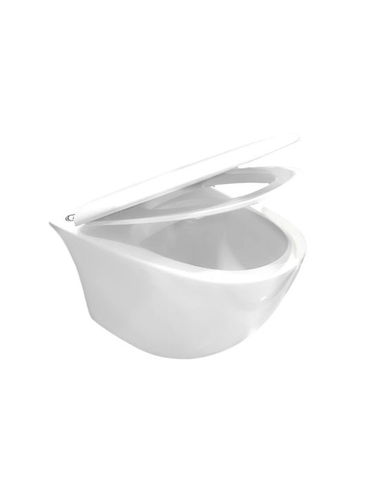 Rak Ceramics Wandhängende Toilette Randlos mit Spülung mit Schlank Deckel Duroplast Sanftes Schließen Weiße