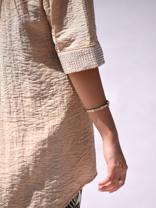 Damen Leinen Hemd Beige