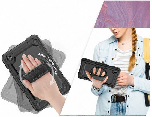 Carcasă Tech Protect Solid360 Mâner Suport Flip Cover Rezistentă Negra (Samsung Galaxy Tab A7 Lite 8.7 T220 / T225) T12761