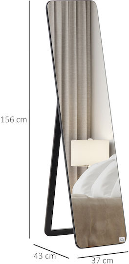 HomCom Oglindă De Podea Cu Cadru Din Lemn Negru 156x43cm