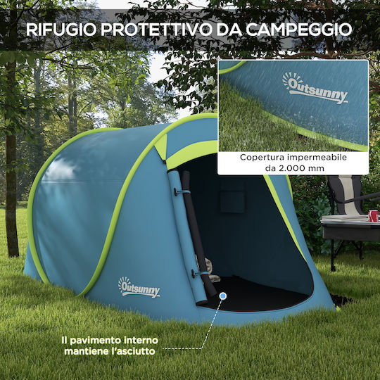 Outsunny Σκηνή Camping Pop Up Μπλε 3 Εποχών για 1 Άτομο 245x148x105εκ.