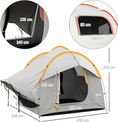 Outsunny Camping Tent Car Gray 3 Seasons for 5 People 239x210x210cm