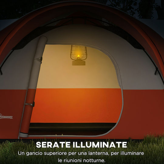 Outsunny Campingzelt Tunnel Orange 4 Jahreszeiten für 6 Personen 550x300x198cm