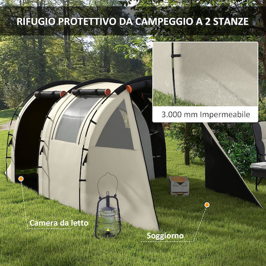 Outsunny Camping Tent Tunnel Beige for 5 People 460x230x180cm