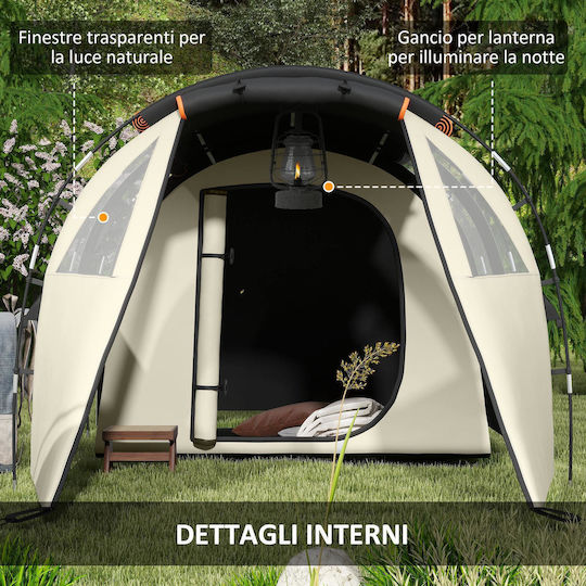 Outsunny Camping Tent Tunnel Beige for 5 People 460x230x180cm