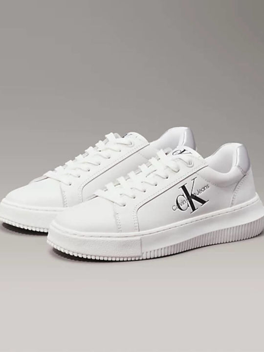 Calvin Klein Cupsole Γυναικεία Chunky Sneakers Bright White / Silver