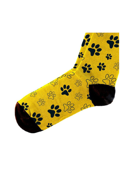 Do You Dare Socks Dog Paws Socks Yellow