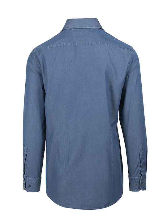 Hugo Boss Men's Shirt Long Sleeve Cotton Light Blue