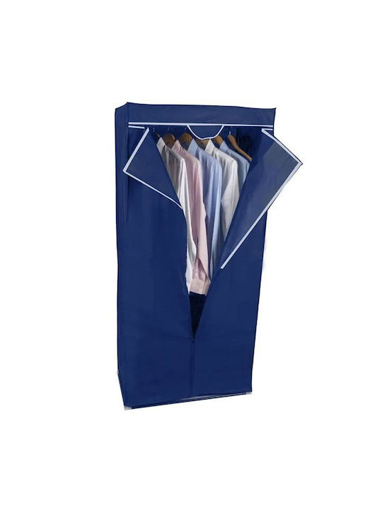 Alpina Fabric Wardrobe with Zipper and Shelves in Blue Color 75x50x160cm