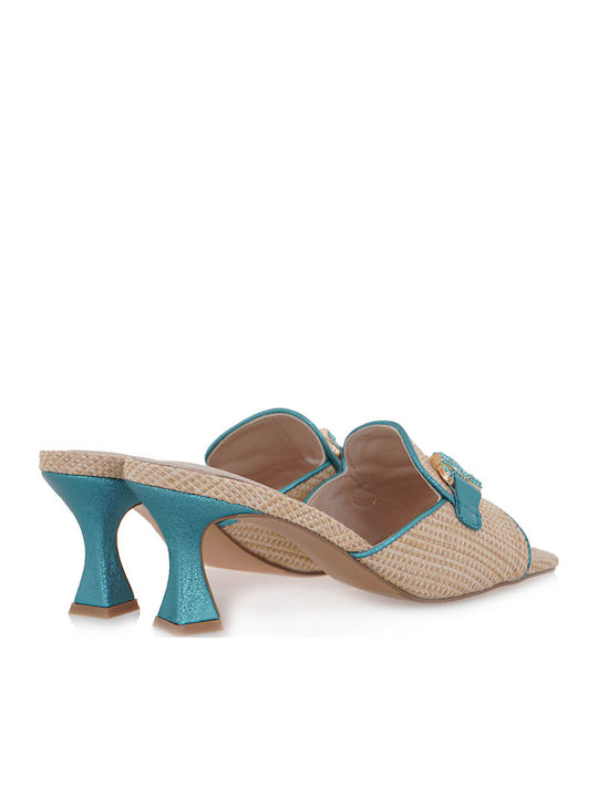 Mules mit Hoch Absatz in Beige Farbe
