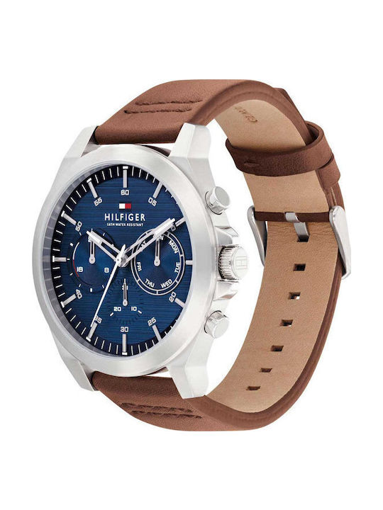 Tommy Hilfiger Sport Men's Watch 46mm Battery with Brown Leather Strap