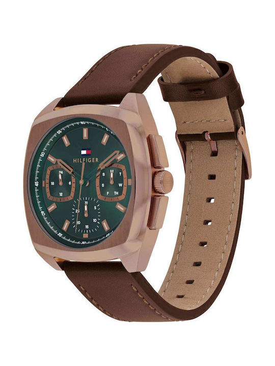 Tommy Hilfiger Apollo Men's Watch 41mm Chronograph Battery with Brown Leather Strap