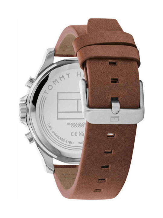 Tommy Hilfiger Sport Men's Watch 46mm Battery with Brown Leather Strap