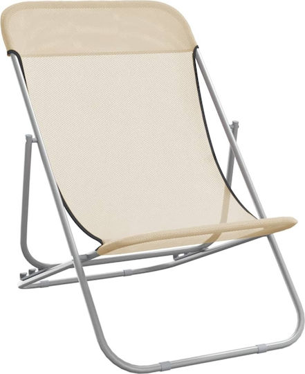 vidaXL Lounger-Armchair Beach with Recline 3 Slots Beige Waterproof 85x58x83cm Set of 2pcs