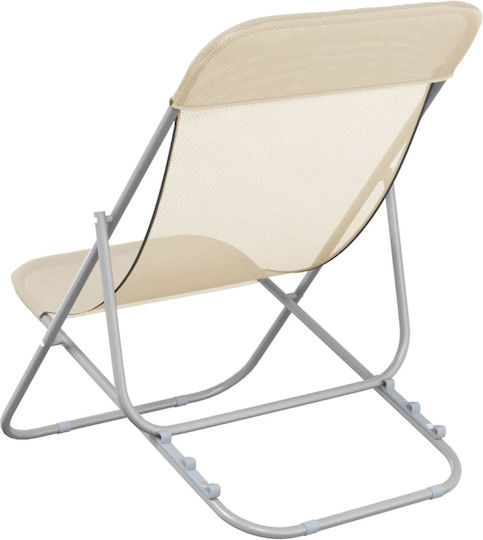 vidaXL Lounger-Armchair Beach with Recline 3 Slots Beige Waterproof 85x58x83cm Set of 2pcs