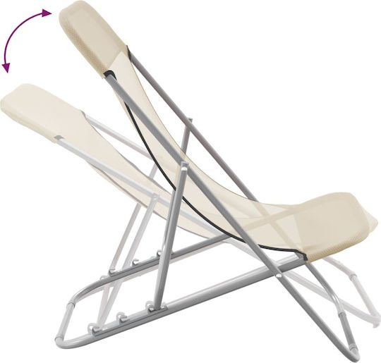 vidaXL Lounger-Armchair Beach with Recline 3 Slots Beige Waterproof 85x58x83cm Set of 2pcs