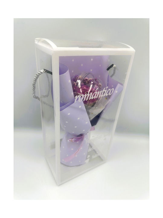 Bouquet of Artificial Flowers Rose Purple in Box Mohicans Black Line