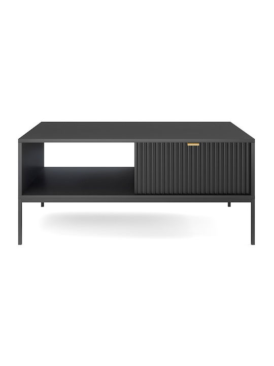 Central Rectangular Coffee Table Nova Wooden with Drawers Grey 104x68x46cm