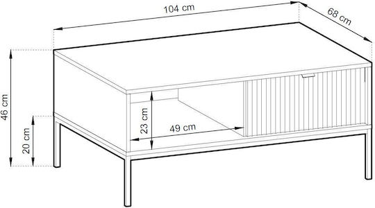 Central Rectangular Coffee Table Nova Wooden with Drawers Grey 104x68x46cm