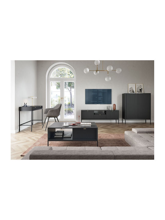 Central Rectangular Coffee Table Nova Wooden with Drawers Grey 104x68x46cm