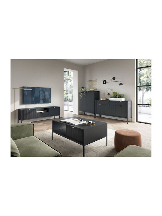 Central Rectangular Coffee Table Nova Wooden with Drawers Grey 104x68x46cm