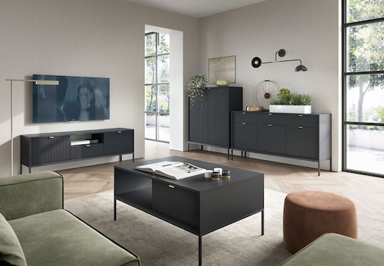 Central Rectangular Coffee Table Nova Wooden with Drawers Grey 104x68x46cm