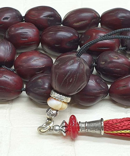 Roloi Komboloi Κομπολόι από Μοσχοκάρυδο Μήκους 32εκ. Μπορντό