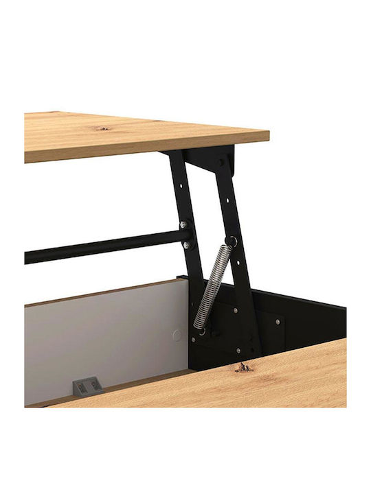 Square Central Coffee Table Taranto Wooden with Lifting Mechanism Black M80xW80xH45cm