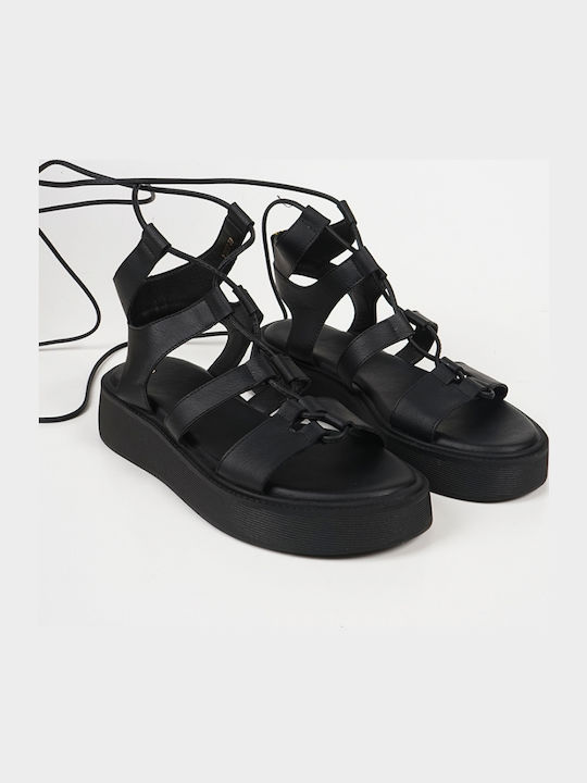 Sandale Casual Damă Flatforme Negre