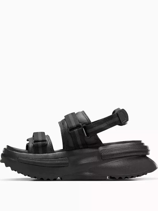 Leder Flache Sandalen für Damen in Schwarz Farbe