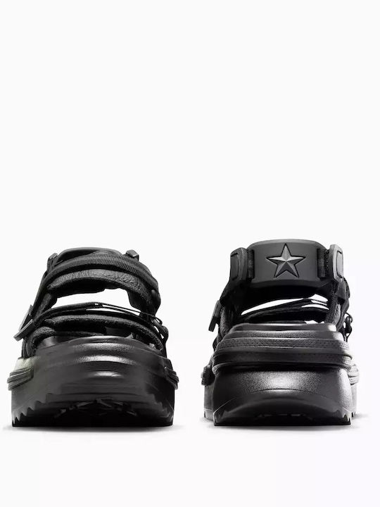 Leder Flache Sandalen für Damen in Schwarz Farbe