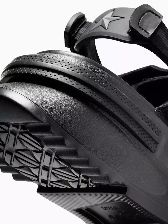 Leder Flache Sandalen für Damen in Schwarz Farbe