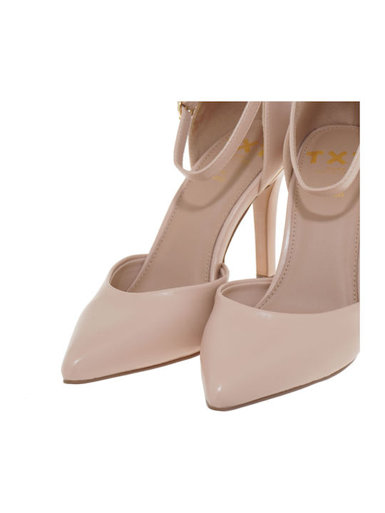 Pumps mit Riemen und Stiletto in Rosa